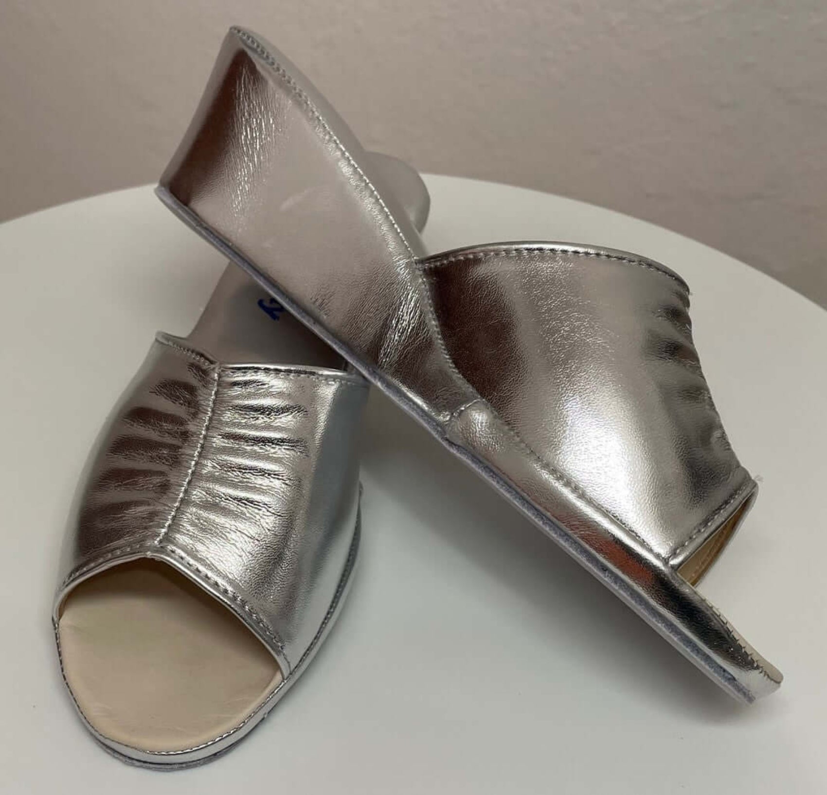 1805 Ecopelle Argento Suola Bufalo Ciabatte da camera Donna Original Milly Made in Italy