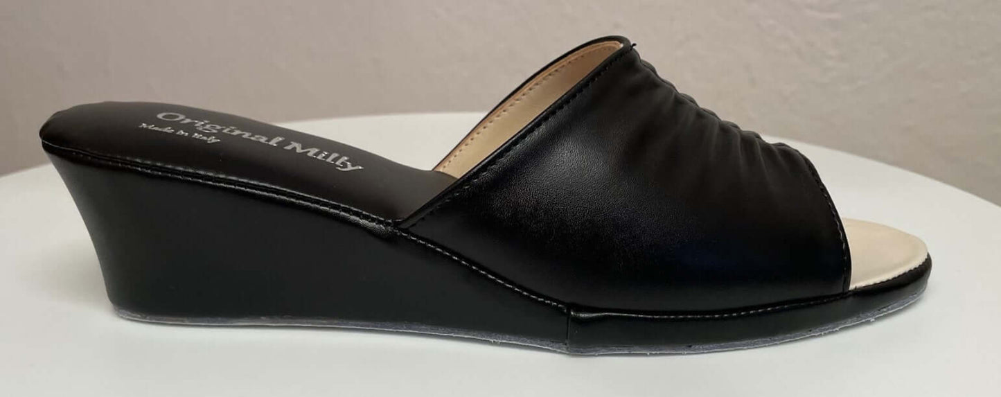 1805 Ecopelle Nero Suola Bufalo Ciabatte da camera Donna Original Milly Made in Italy