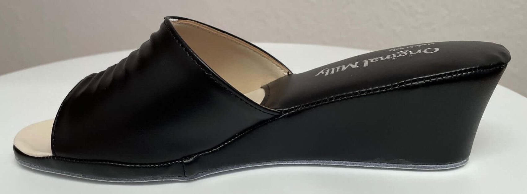 1805 Ecopelle Nero Suola Bufalo Ciabatte da camera Donna Original Milly Made in Italy