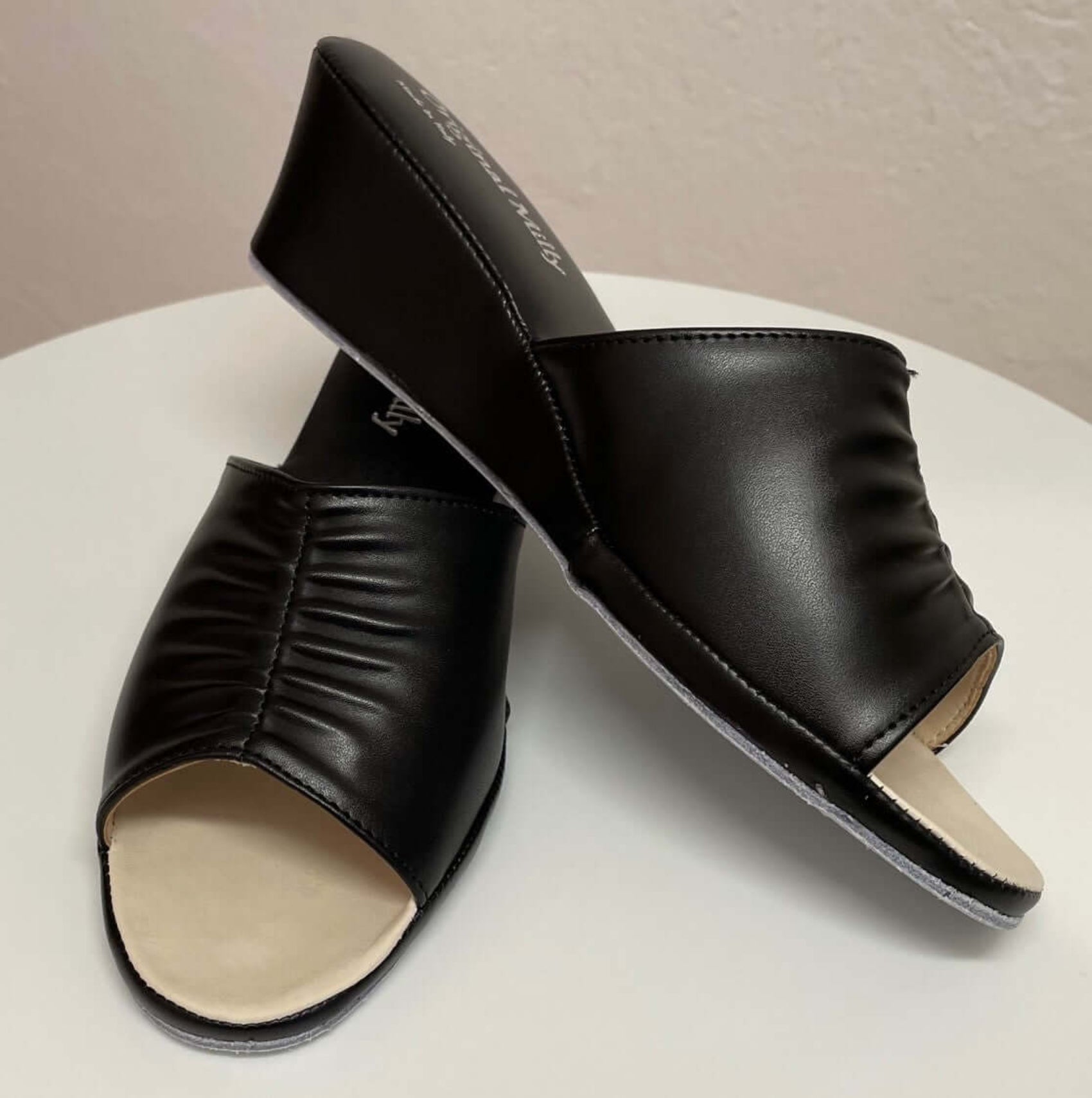 1805 Ecopelle Nero Suola Bufalo Ciabatte da camera Donna Original Milly Made in Italy