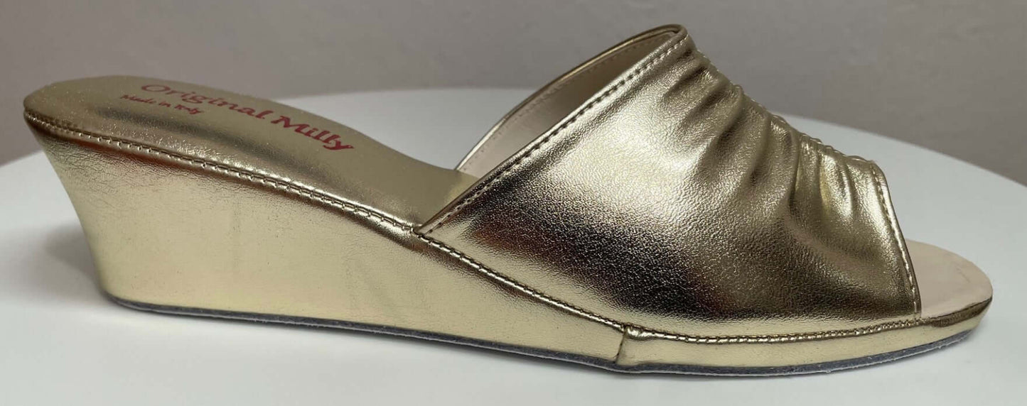 1805 Ecopelle Oro Suola Bufalo Ciabatte da camera Donna Original Milly Made in Italy