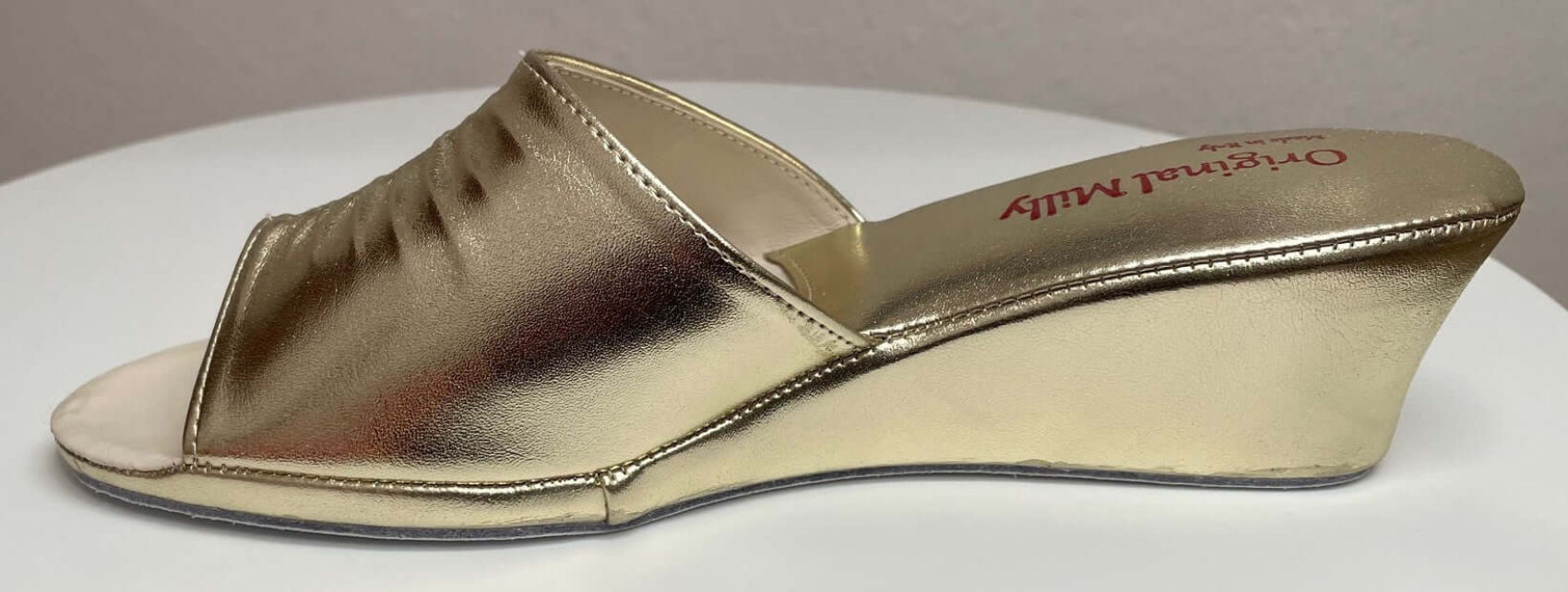 1805 Ecopelle Oro Suola Bufalo Ciabatte da camera Donna Original Milly Made in Italy