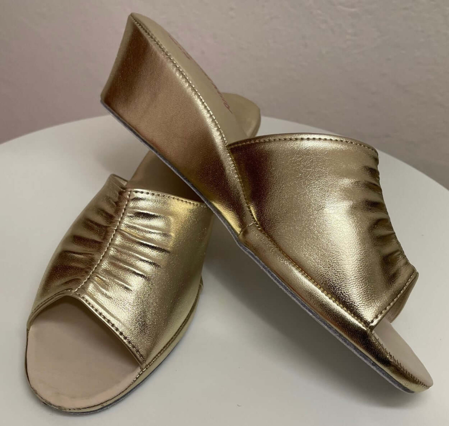 1805 Ecopelle Oro Suola Bufalo Ciabatte da camera Donna Original Milly Made in Italy