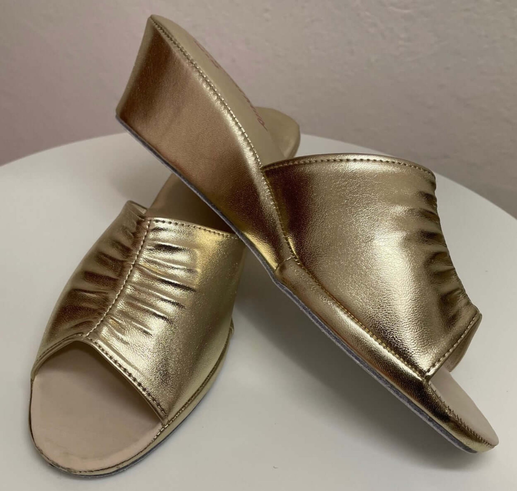 1805 Ecopelle Oro Suola Bufalo Ciabatte da camera Donna Original Milly Made in Italy