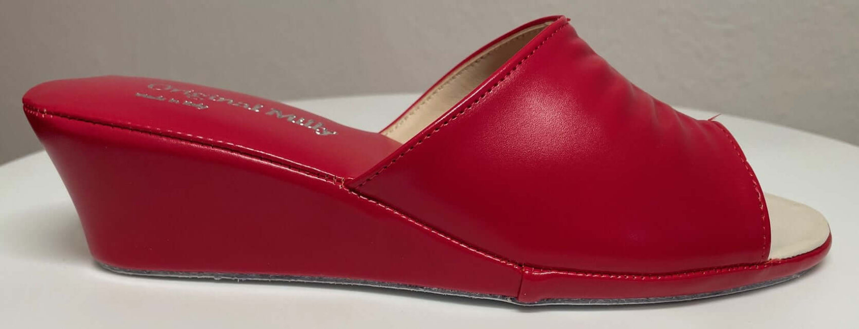 1805 Ecopelle Rosso Suola Bufalo Ciabatte da camera Donna Original Milly Made in Italy