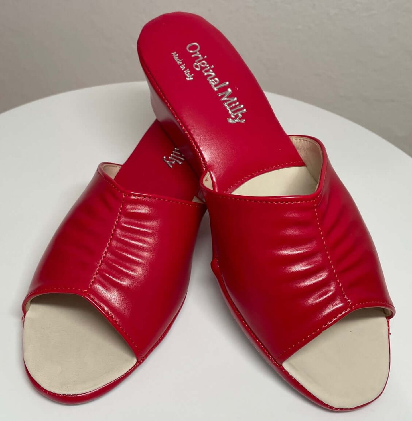 1805 Ecopelle Rosso Suola Bufalo Ciabatte da camera Donna Original Milly Made in Italy