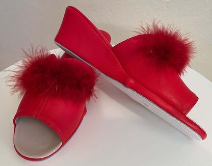 Original Milly 0301 Nappa Rosso (PelleTop) Ciabatta da camera Donna