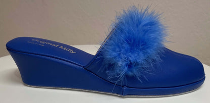 Original Milly 0300 Nappa Blu (PelleTop) Ciabatta da camera Donna