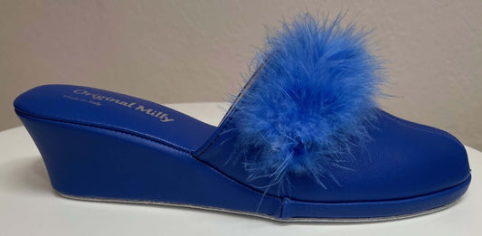 Original Milly 0300 Nappa Blu (PelleTop) Ciabatta da camera Donna