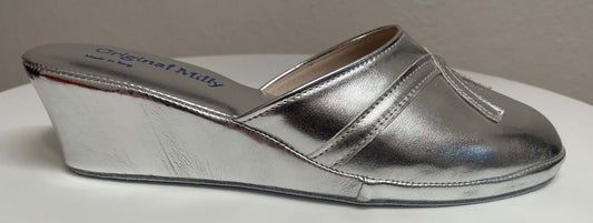 2000 Ecopelle Argento Suola Bufalo Ciabatte da camera Donna Original Milly Made in Italy