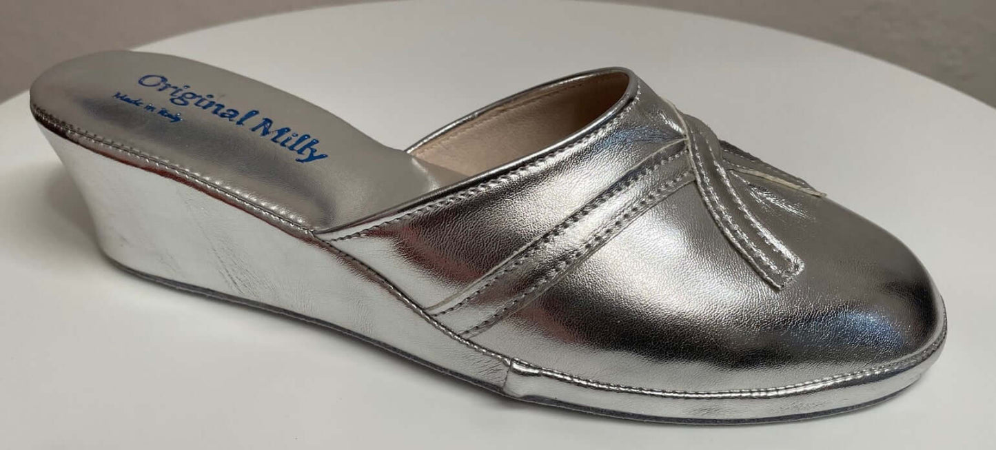 2000 Ecopelle Argento Suola Bufalo Ciabatte da camera Donna Original Milly Made in Italy