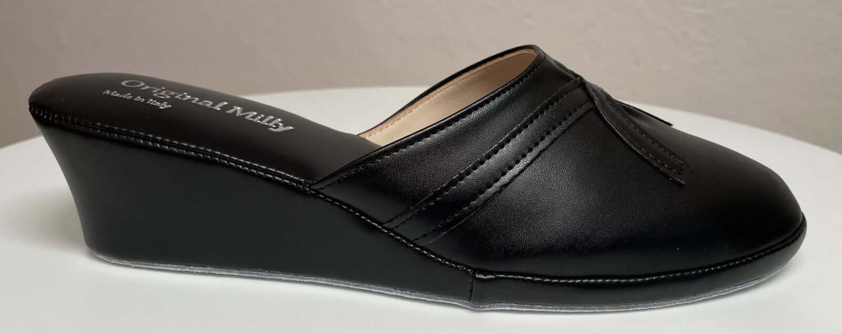 2000 Ecopelle Nero Suola Bufalo Ciabatte da camera Donna Original Milly Made in Italy