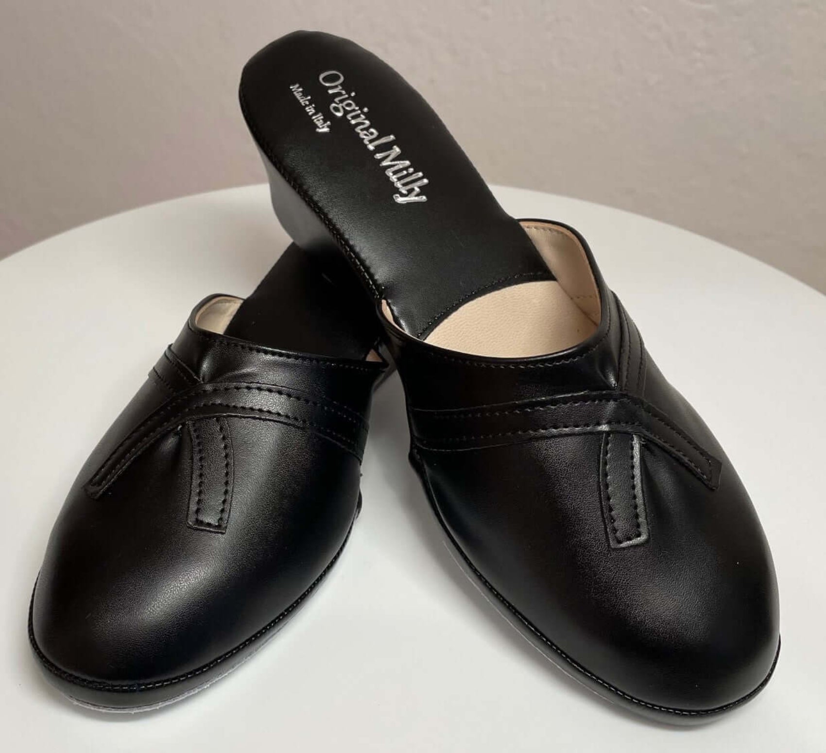 2000 Ecopelle Nero Suola Bufalo Ciabatte da camera Donna Original Milly Made in Italy