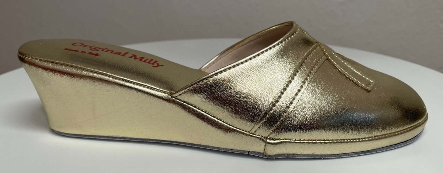 2000 Ecopelle Oro Suola Bufalo Ciabatte da camera Donna Original Milly Made in Italy