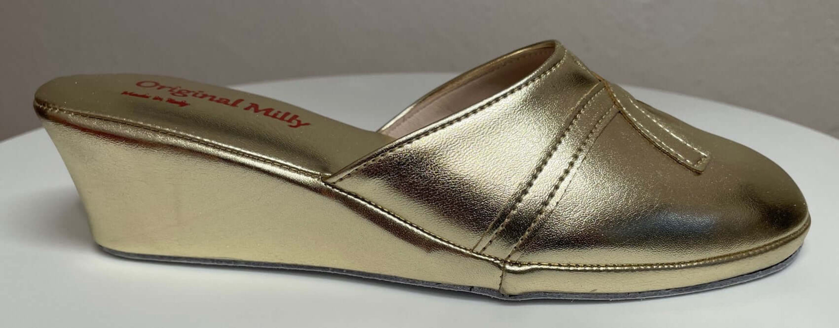2000 Ecopelle Oro Suola Bufalo Ciabatte da camera Donna Original Milly Made in Italy