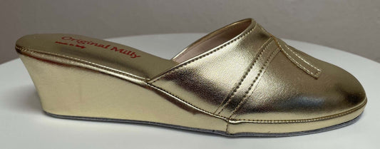 2000 Ecopelle Oro Suola Bufalo Ciabatte da camera Donna Original Milly Made in Italy