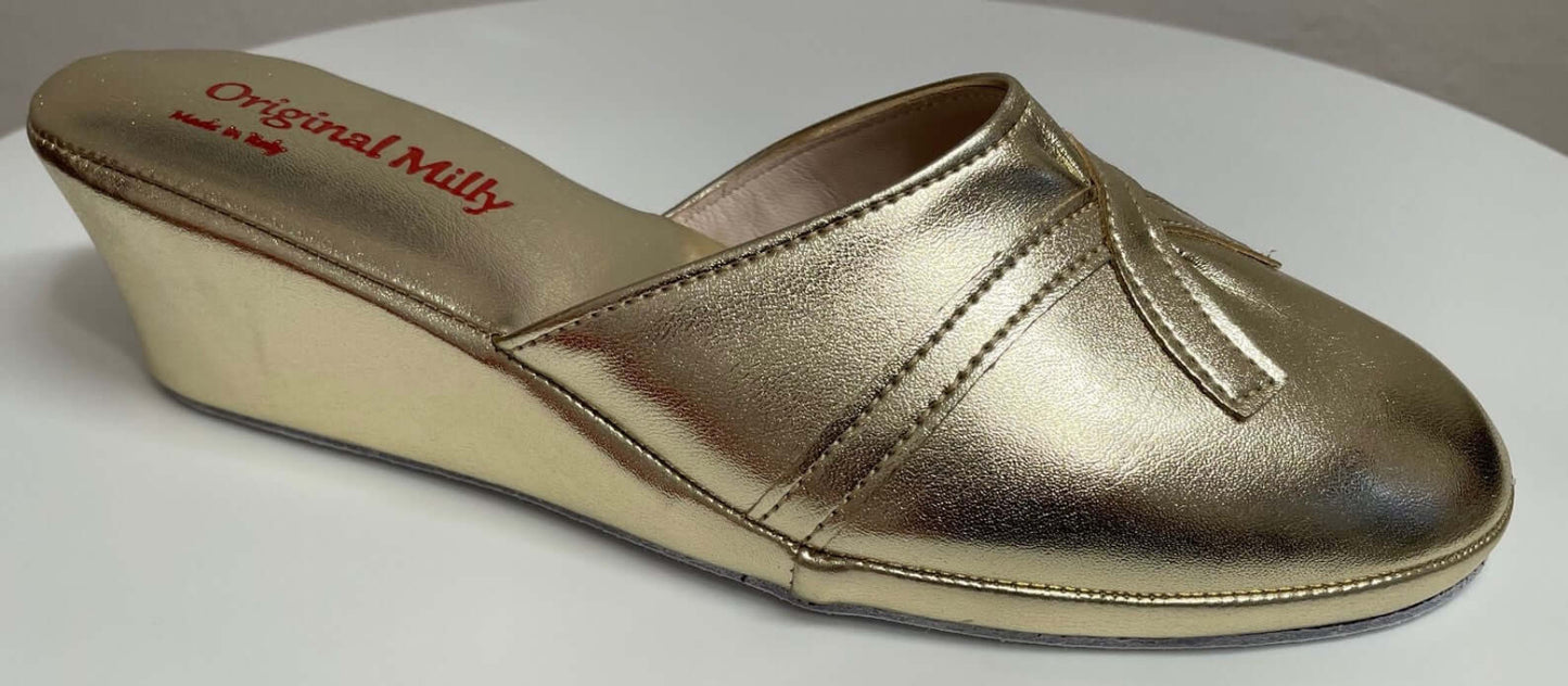 2000 Ecopelle Oro Suola Bufalo Ciabatte da camera Donna Original Milly Made in Italy