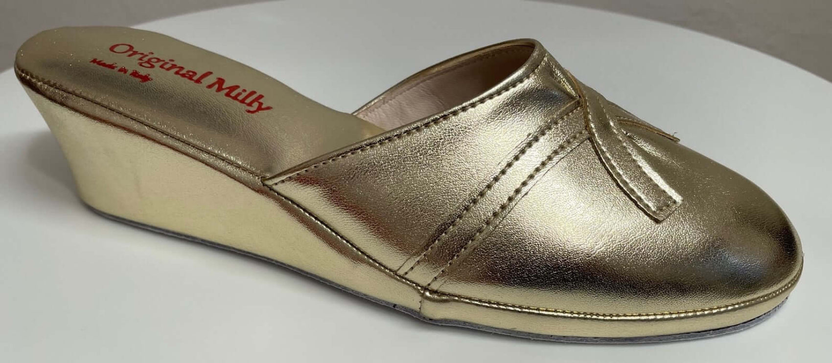 2000 Ecopelle Oro Suola Bufalo Ciabatte da camera Donna Original Milly Made in Italy