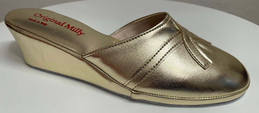 2000 Ecopelle Oro Suola Bufalo Ciabatte da camera Donna Original Milly Made in Italy