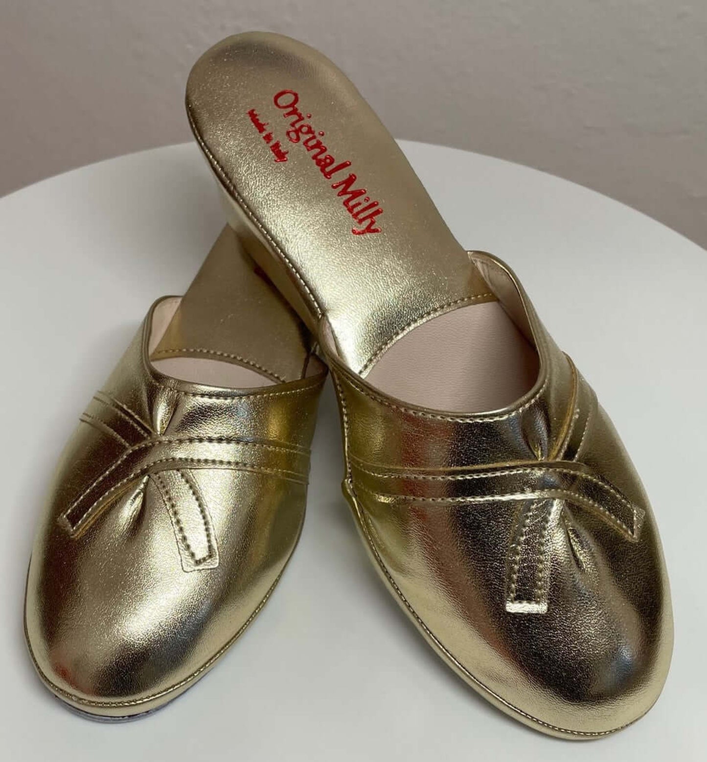 2000 Ecopelle Oro Suola Bufalo Ciabatte da camera Donna Original Milly Made in Italy