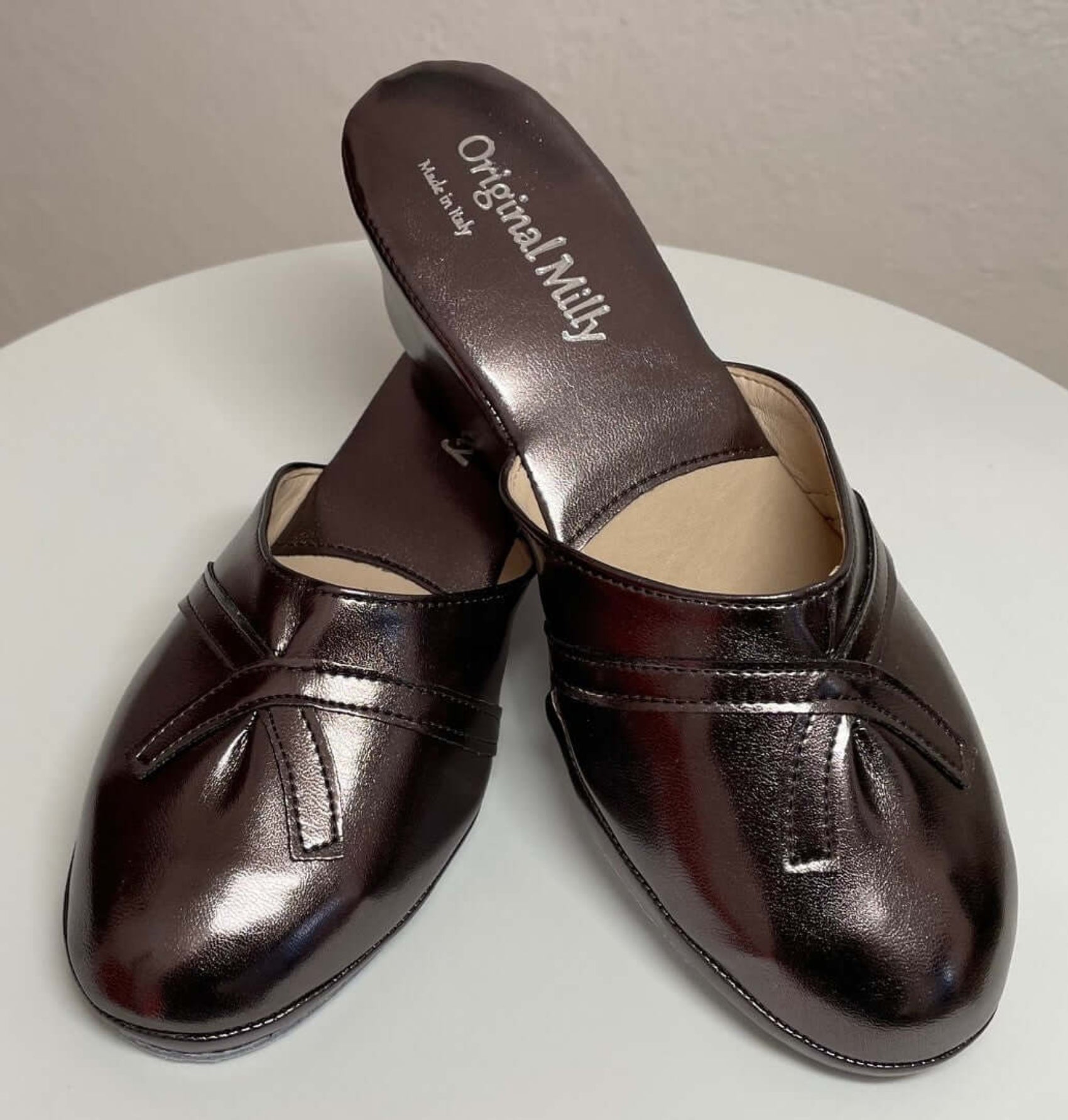 2000 Ecopelle Piombo Suola Bufalo Ciabatte da camera Donna Original Milly Made in Italy