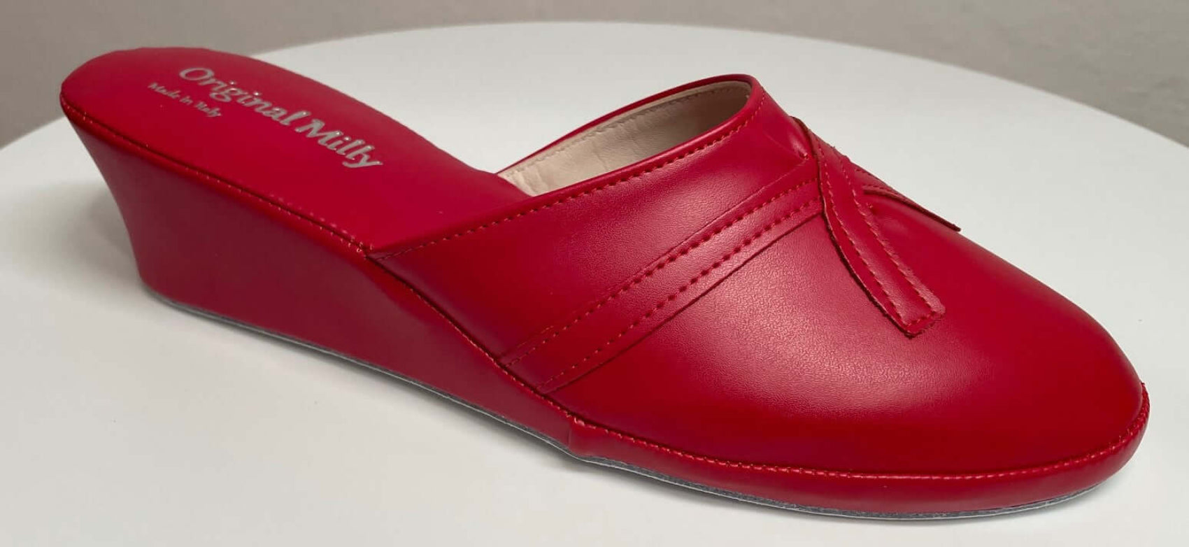 2000 Ecopelle Rosso Suola Bufalo Ciabatte da camera Donna Original Milly Made in Italy