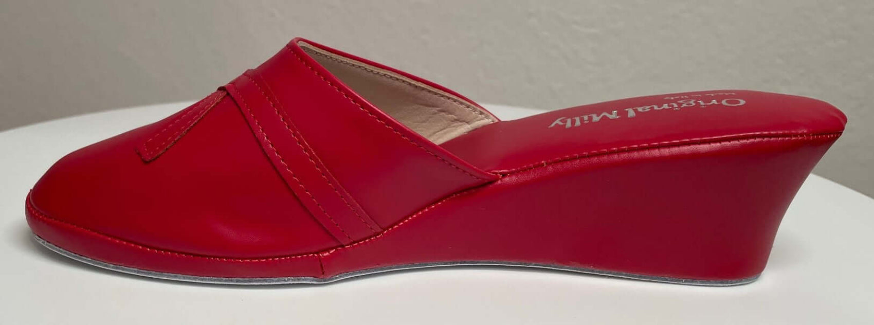 2000 Ecopelle Rosso Suola Bufalo Ciabatte da camera Donna Original Milly Made in Italy