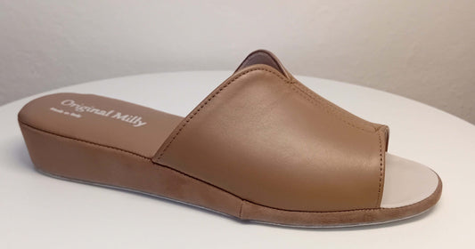 Original Milly 0120 Nappa Taupe (PelleTop) Ciabatta da camera Donna