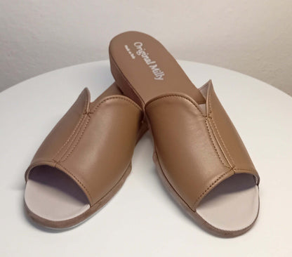 Original Milly 0120 Nappa Taupe (PelleTop) Ciabatta da camera Donna
