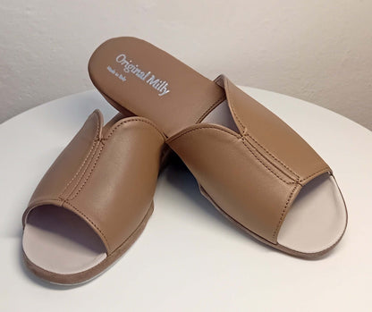 Original Milly 0120 Nappa Taupe (PelleTop) Ciabatta da camera Donna
