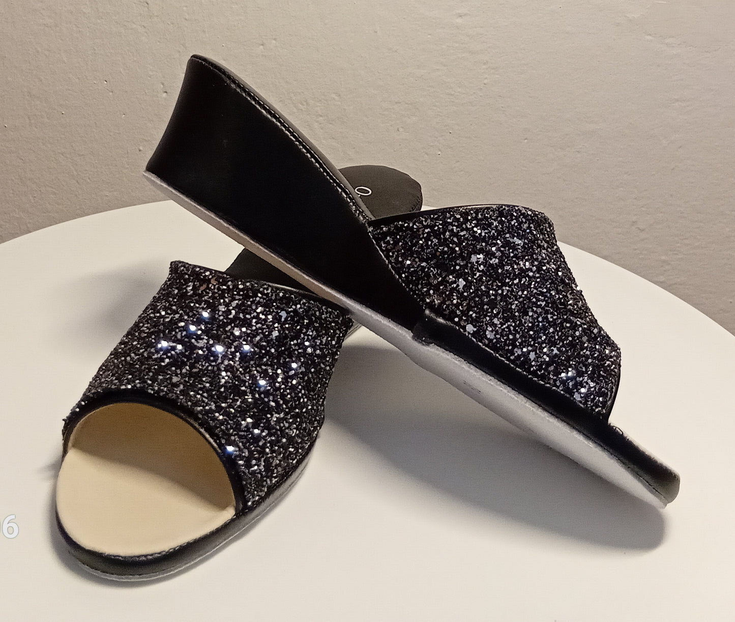 Original Milly 104 Nero Glitter (Ecopelle) Ciabatta da camera donna