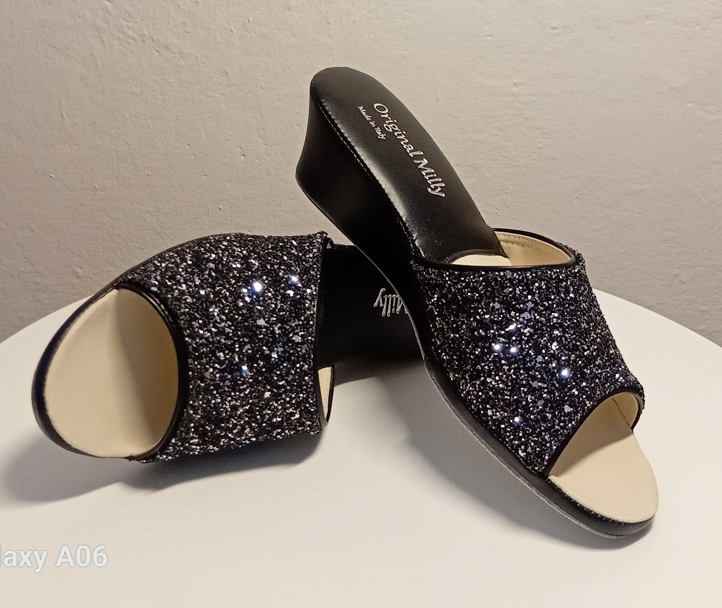 Original Milly 104 Nero Glitter (Ecopelle) Ciabatta da camera donna