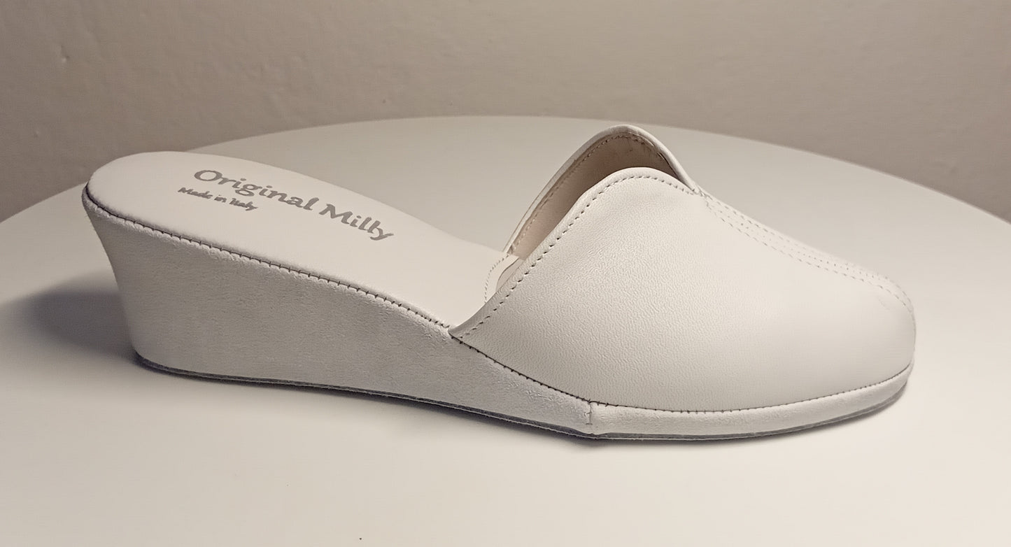 Original Milly 1000 Nappa Bianco (PelleTop) Ciabatta da camera donna