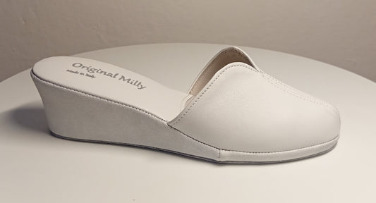 Original Milly 1000 Nappa Bianco (PelleTop) Ciabatta da camera donna