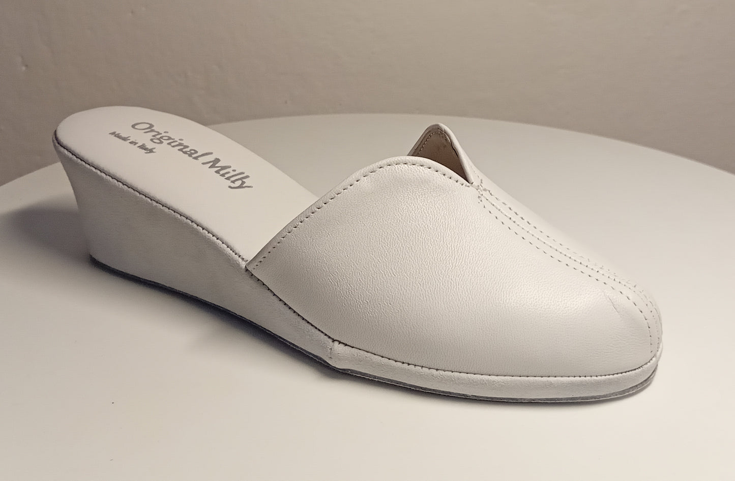Original Milly 1000 Nappa Bianco (PelleTop) Ciabatta da camera donna