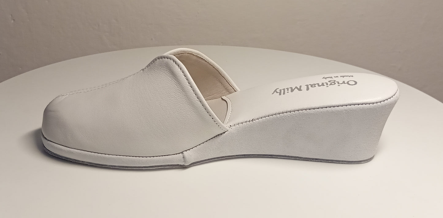 Original Milly 1000 Nappa Bianco (PelleTop) Ciabatta da camera donna