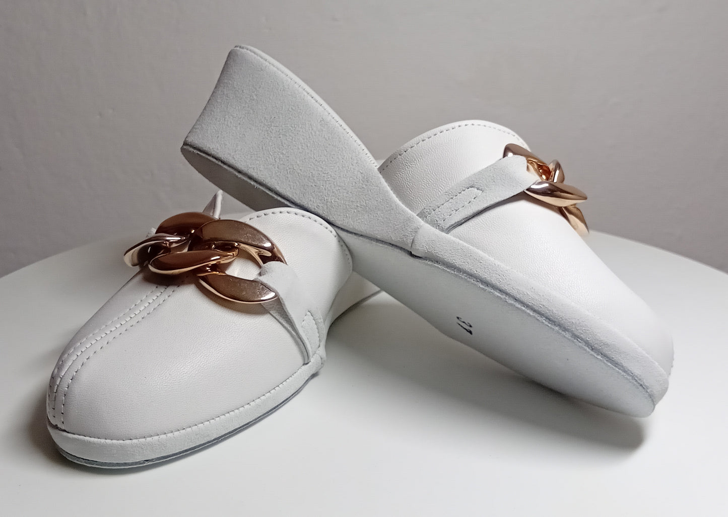 Original Milly 1001 Nappa Bianco (PelleTop) Ciabatta da camera Donna
