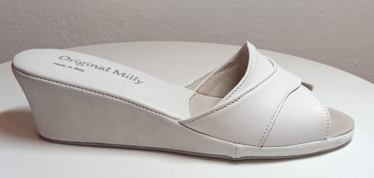 Original Milly 0403 Nappa Bianco (PelleTop) Ciabatta da camera Donna