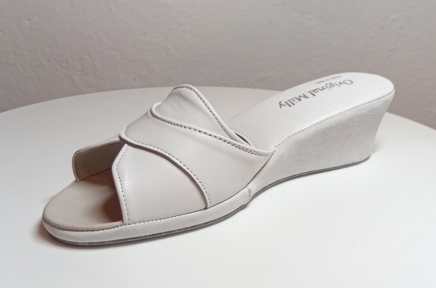 Original Milly 0403 Nappa Bianco (PelleTop) Ciabatta da camera Donna