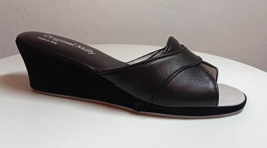 Original Milly 0403 Nappa Nero (PelleTop) Ciabatta da camera Donna