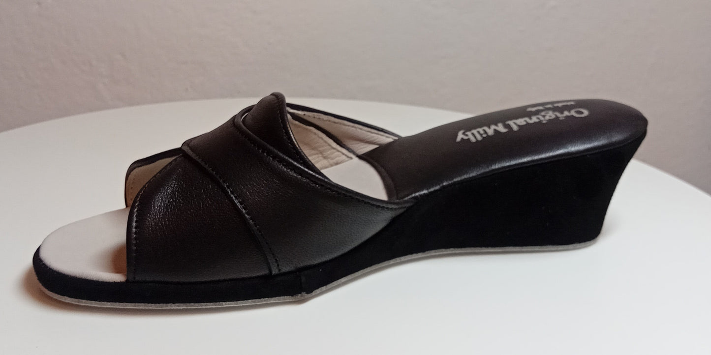 Original Milly 0403 Nappa Nero (PelleTop) Ciabatta da camera Donna