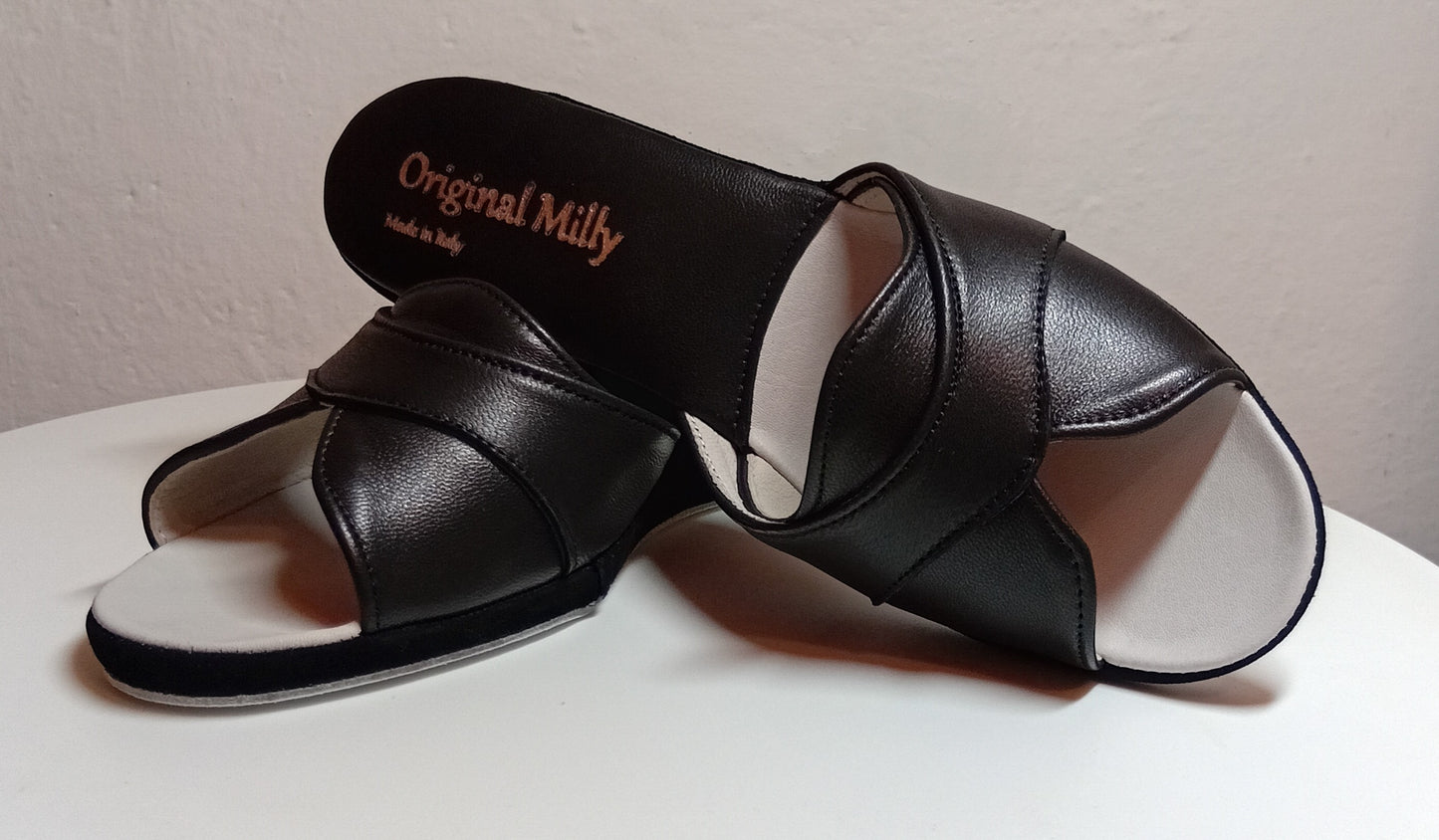 Original Milly 0403 Nappa Nero (PelleTop) Ciabatta da camera Donna