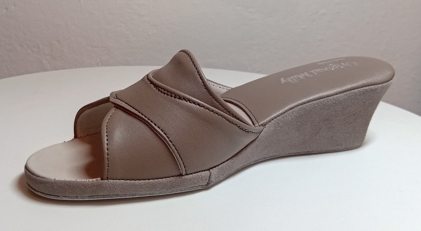Original Milly 0403 Nappa Taupe (PelleTop) Ciabatta da camera Donna