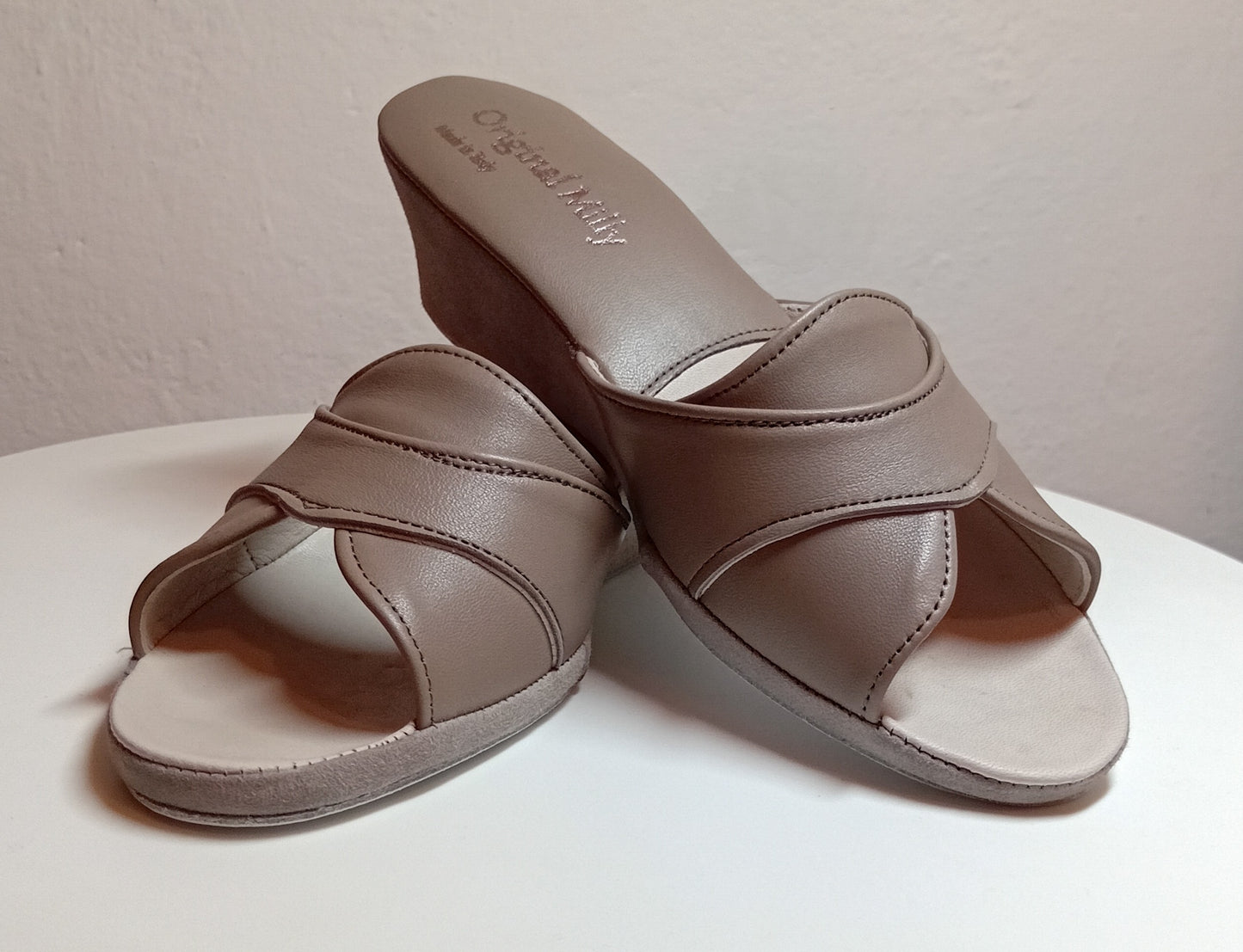 Original Milly 0403 Nappa Taupe (PelleTop) Ciabatta da camera Donna