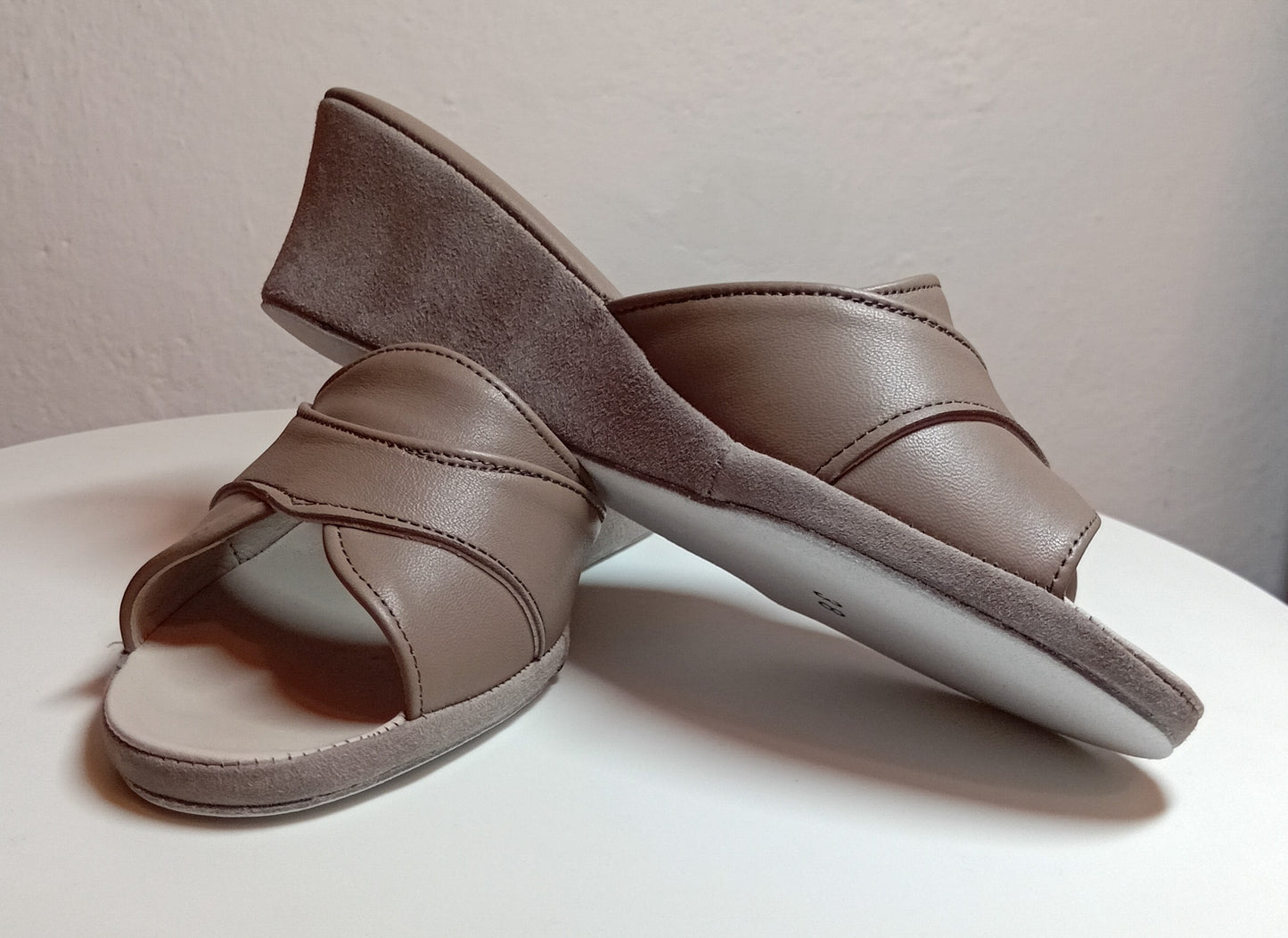 Original Milly 0403 Nappa Taupe (PelleTop) Ciabatta da camera Donna