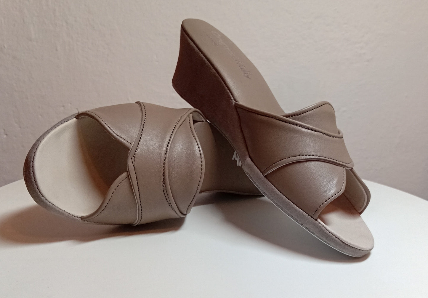 Original Milly 0403 Nappa Taupe (PelleTop) Ciabatta da camera Donna