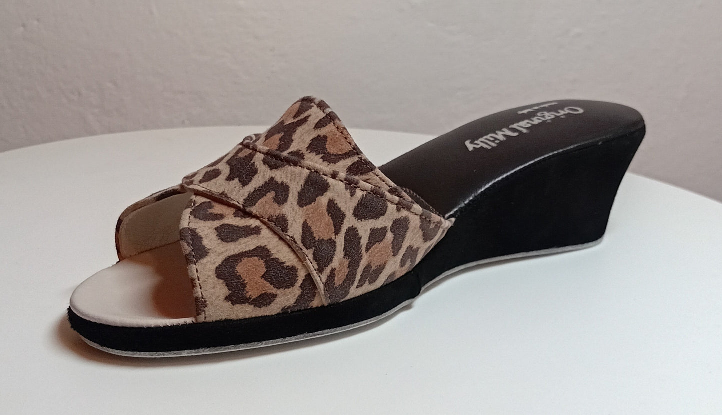 Original Milly 0403 Camoscio Leopardo (PelleTop) Ciabatta da camera Donna