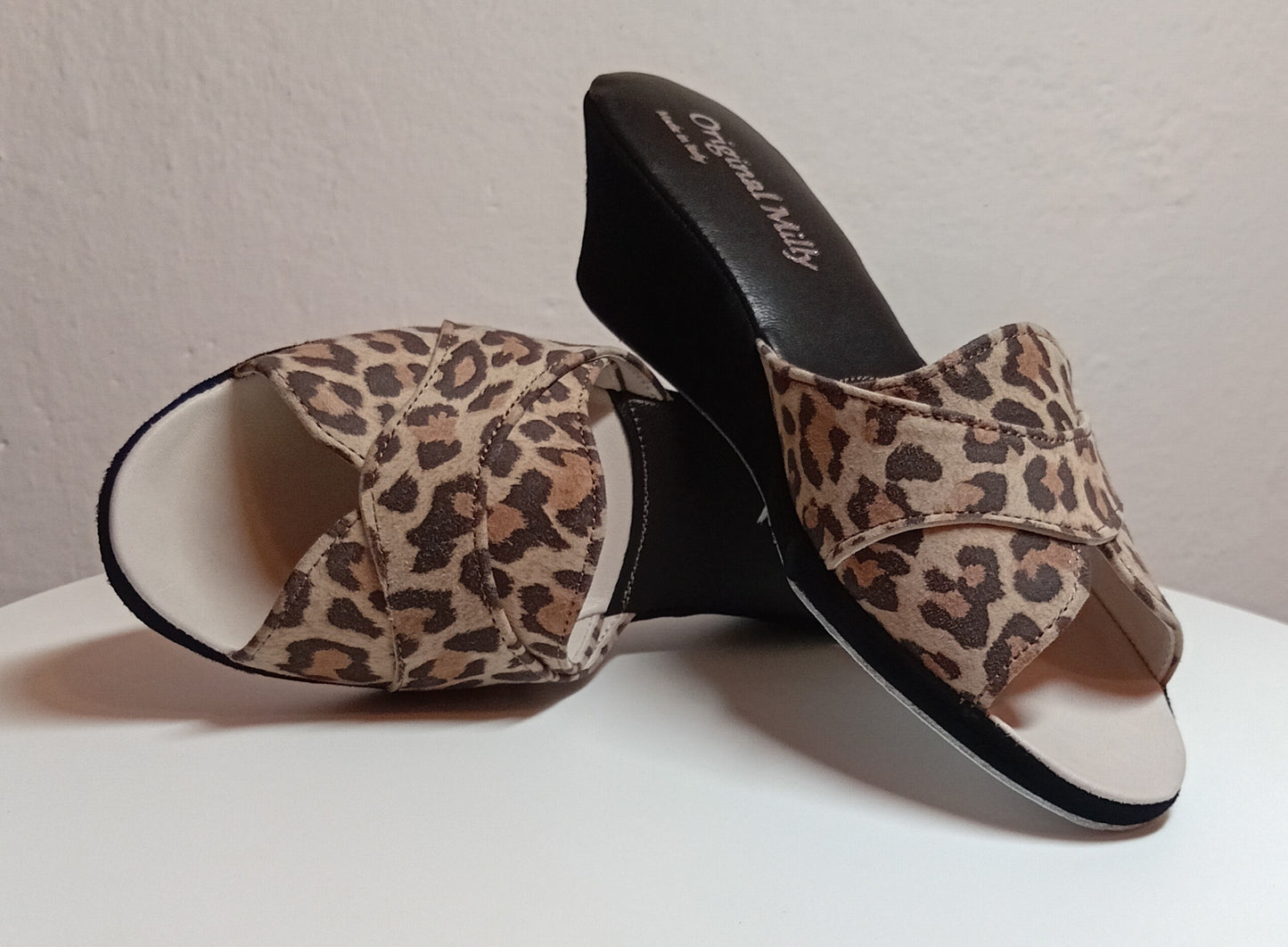 Original Milly 0403 Camoscio Leopardo (PelleTop) Ciabatta da camera Donna