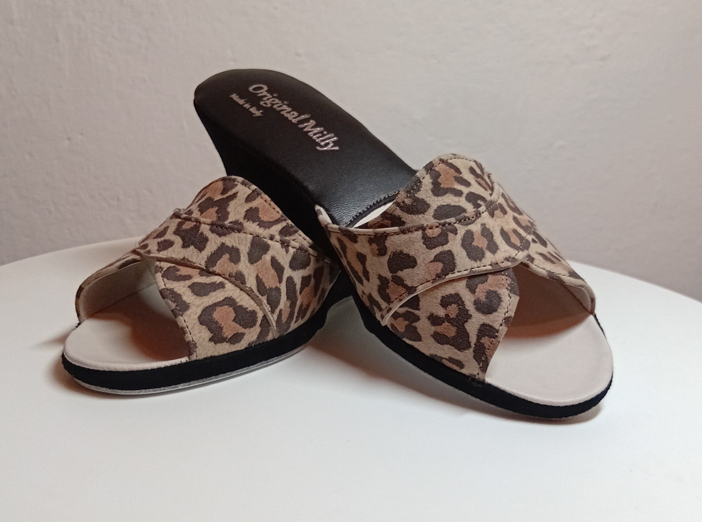 Original Milly 0403 Camoscio Leopardo (PelleTop) Ciabatta da camera Donna