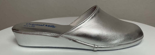 202 Nappa Argento suola Bufalo Ciabatte da camera Donna Original Milly Made in Italy